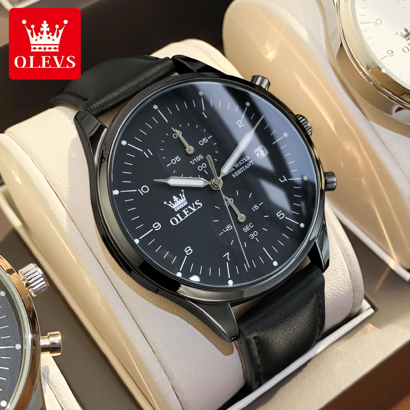 Leather Bracelet - OLEVS 2880 Casual Fashion Men's Watch