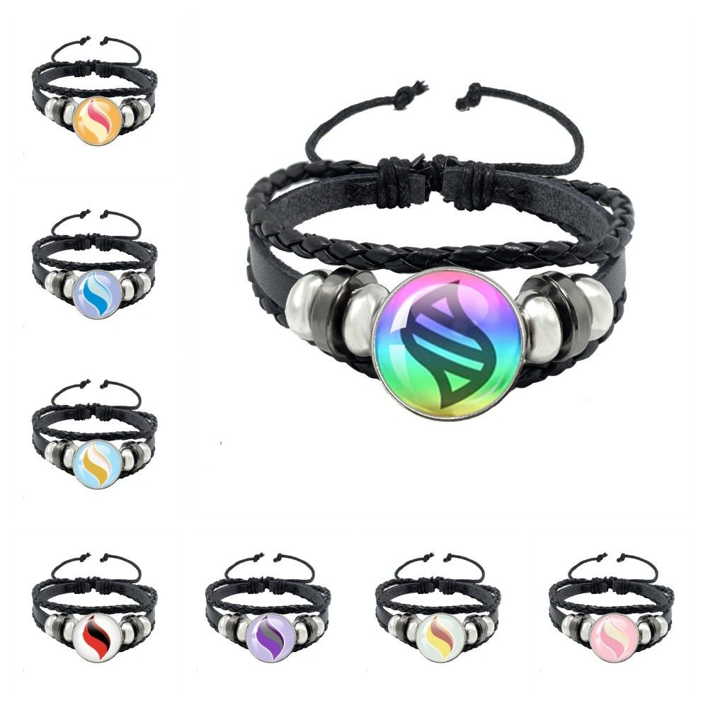 Leather Bracelet - Pokémon Black Leather‑Strap Snap Bracelet, Gardevoir