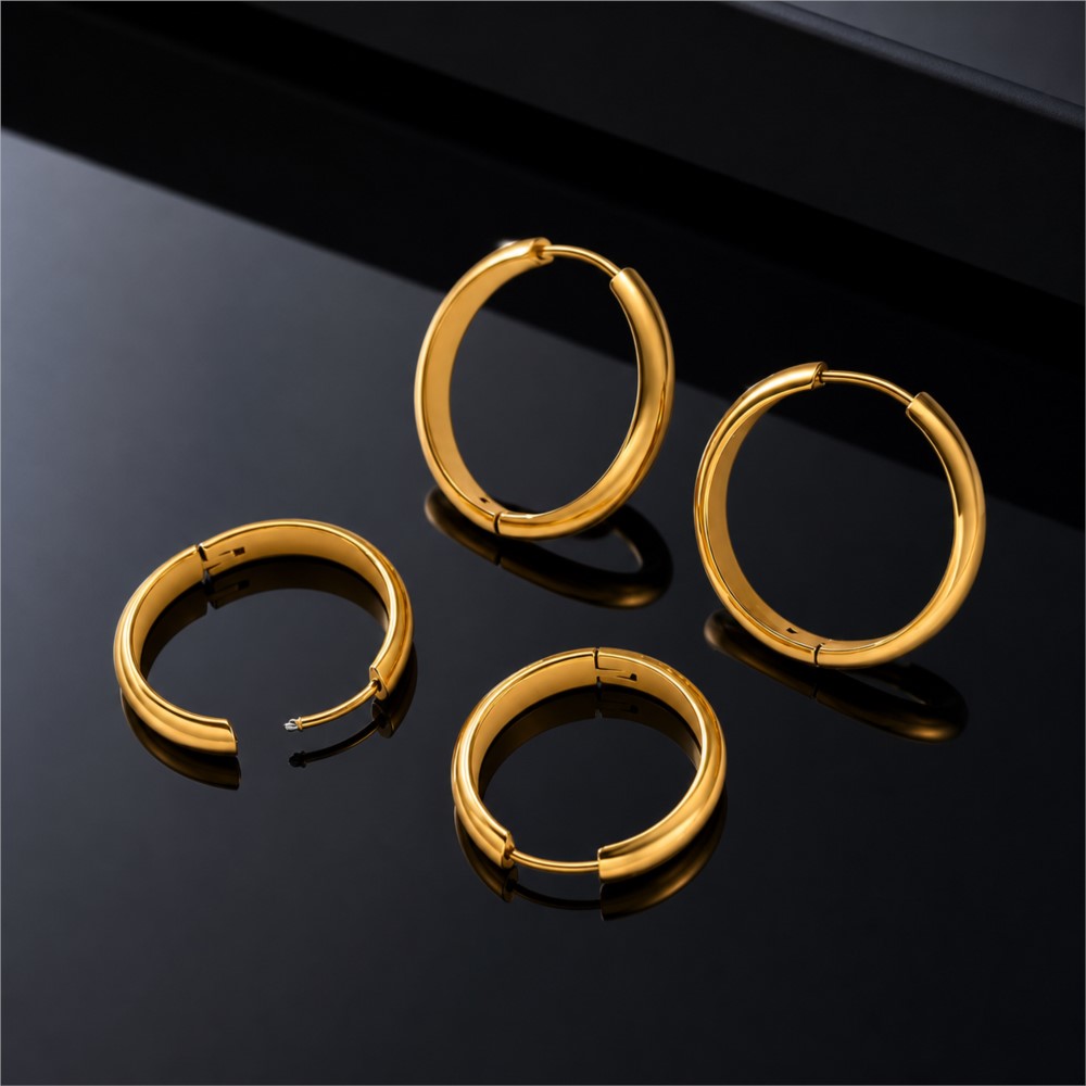 4Pcs Stainless Steel Round Hoo - Hoop Earrings review and price