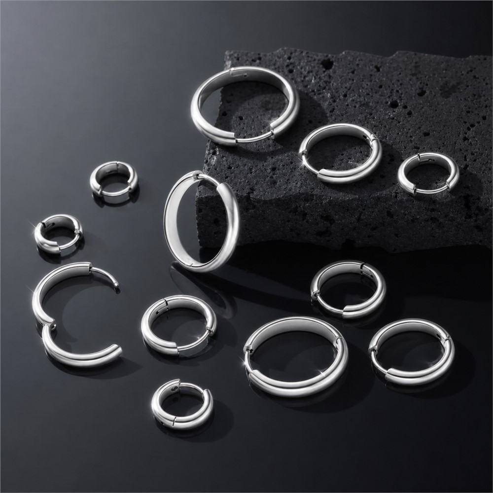 4Pcs Stainless Steel Round Hoo - Hoop Earrings review and price