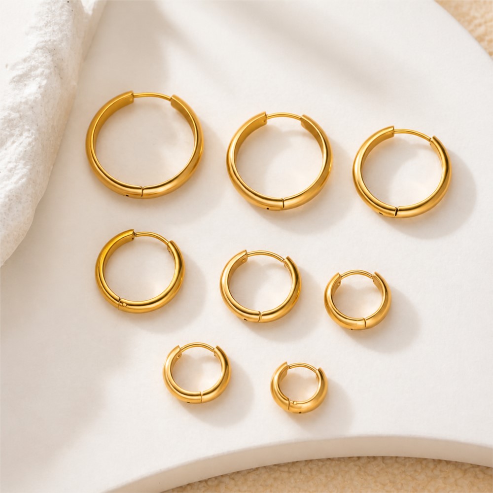 4Pcs Stainless Steel Round Hoo - Hoop Earrings review and price