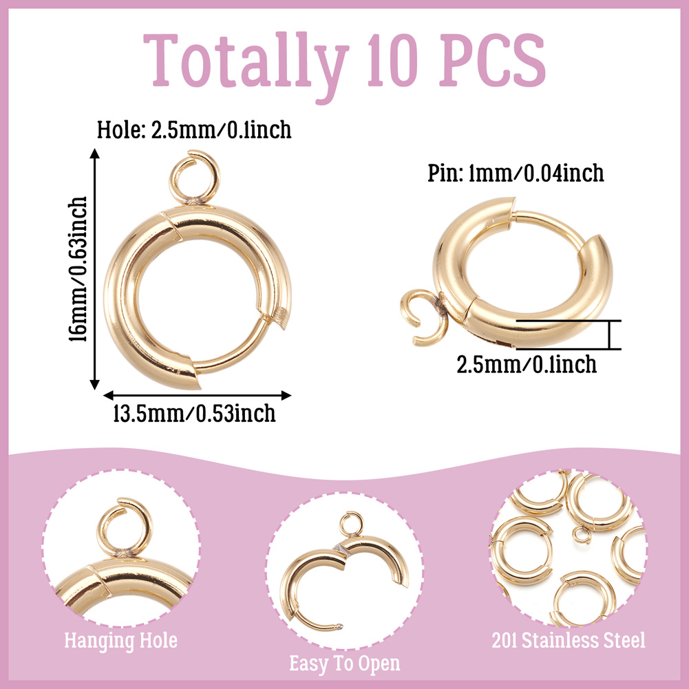 10pcs 201 Stainless Steel Hugg - Hoop Earrings review and price