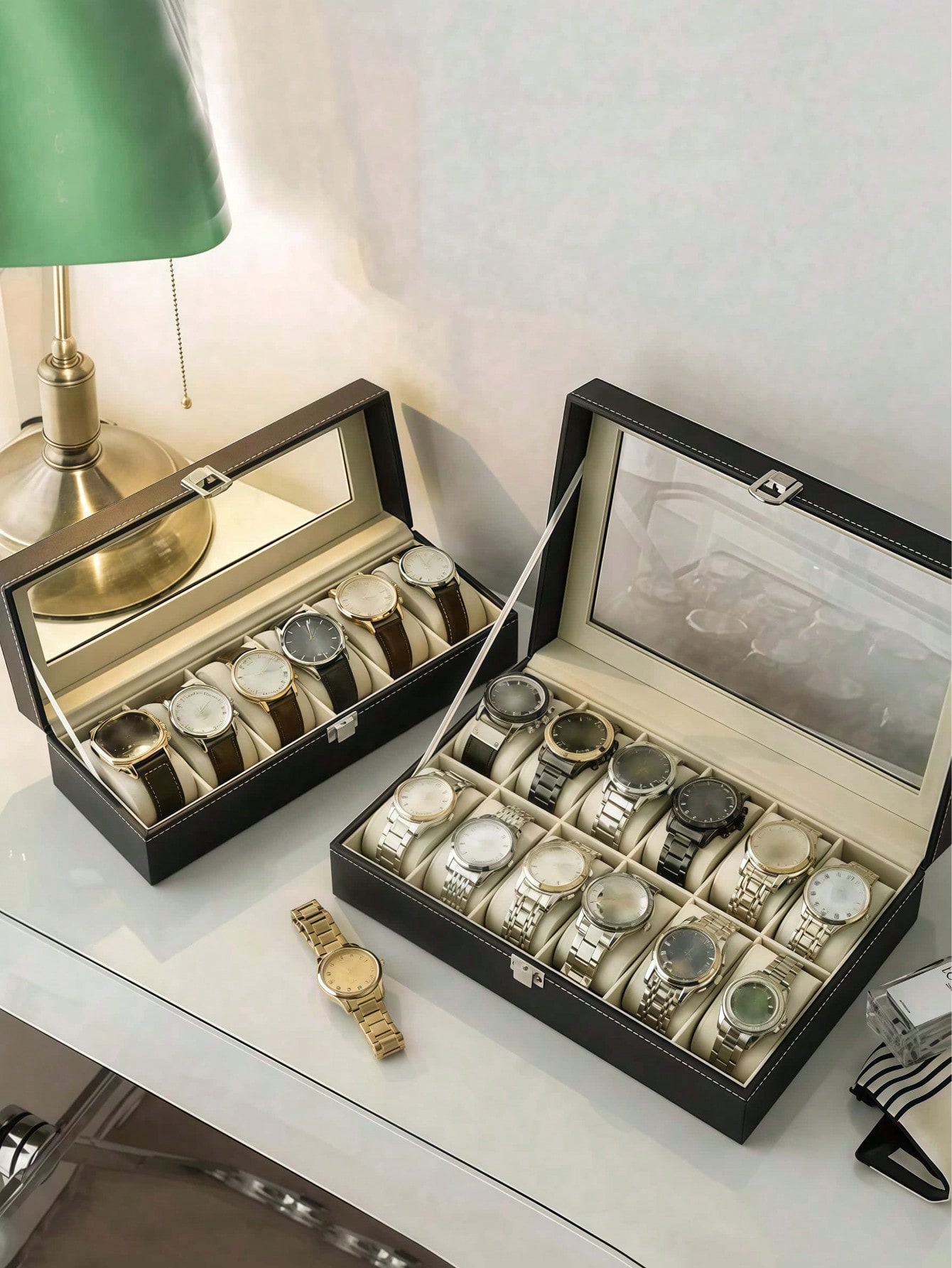 Leather Watch Box with Lock, L - Jewelry Watches Women review and price